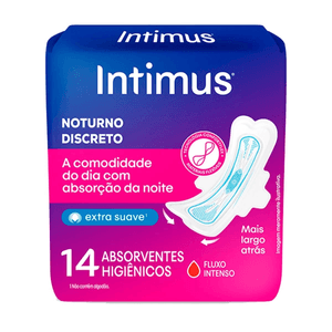 Absorvente Intimus Dia e Noite extra suave, com abas, 14 unidades