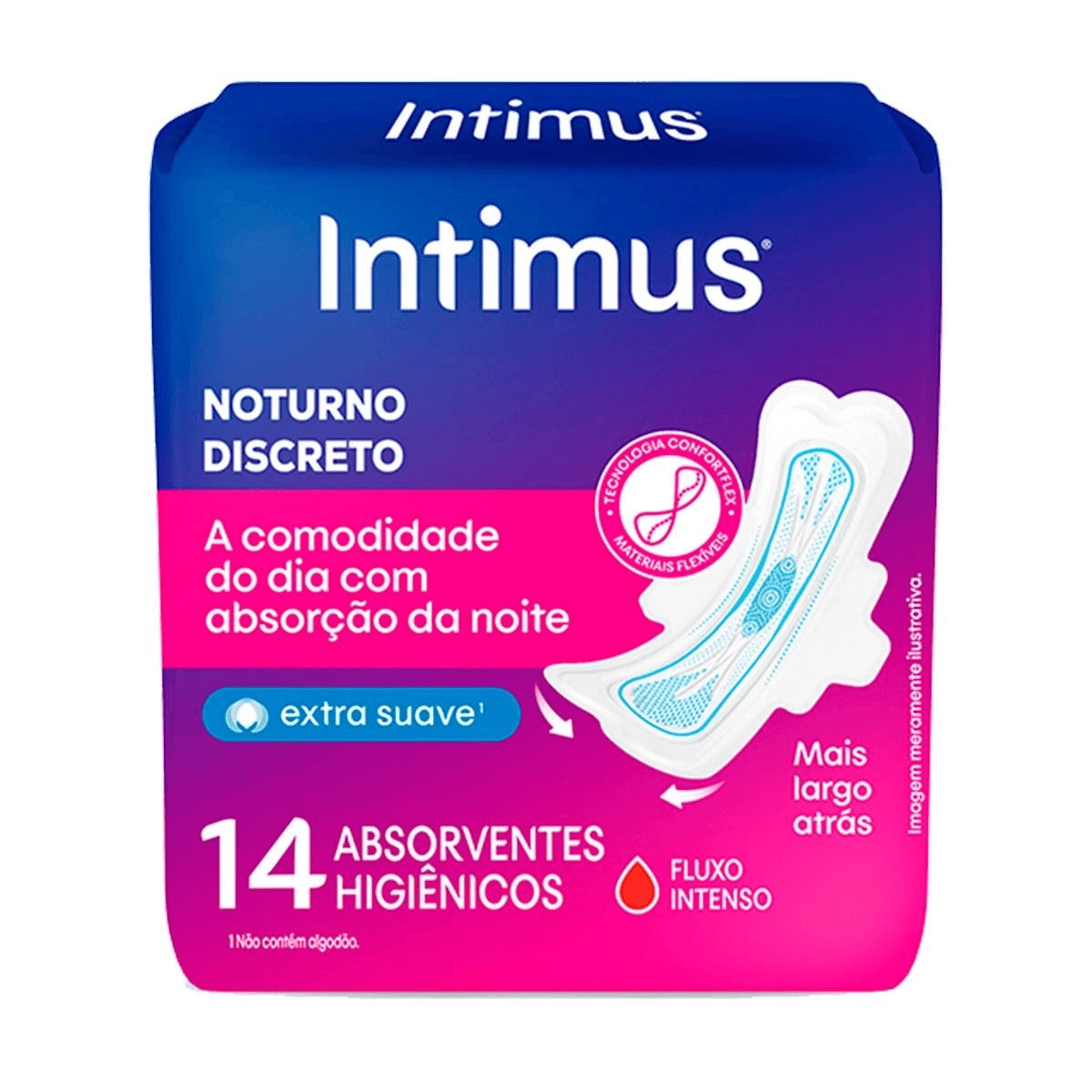 Absorvente Intimus Dia e Noite extra suave, com abas, 14 unidades - Imagem 1