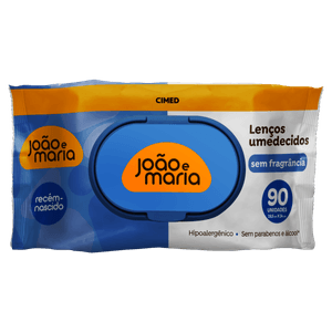 Lenço Umedecido Recém-Nascido com Glicerina e Aloe Vera João e Maria Pacote 90 Unidades