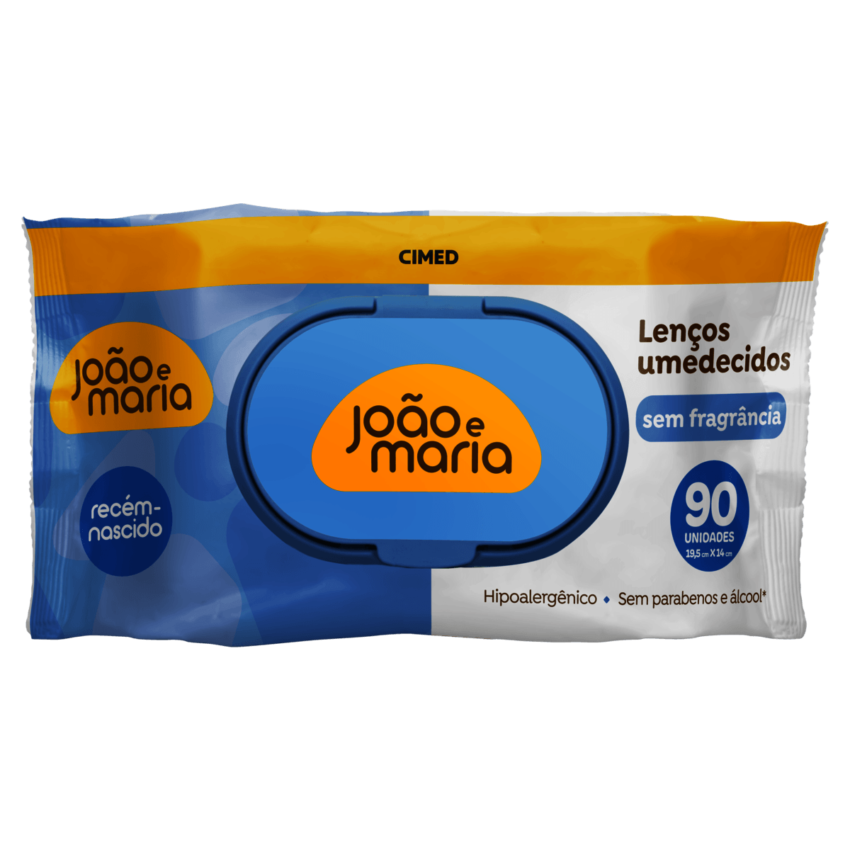 Lenço Umedecido Recém-Nascido com Glicerina e Aloe Vera João e Maria Pacote 90 Unidades - Imagem 1