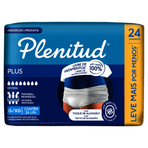 Roupa Íntima Descartável Plenitud Protect Plus G/Xg Pacote Leve 24 Pague 22 Unidades