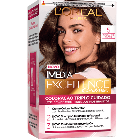 Tinta para Cabelo Permanente Imédia Excellence Creme 5 Castanho Claro - Imagem 1