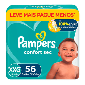 Fralda Pampers Confortsec Fortebag XXG 56 Unidade Leve Mais Pague Menos Especial