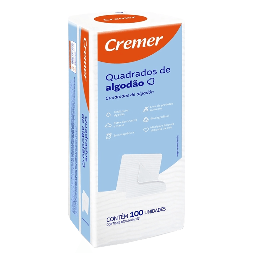 Algodão Quadrado Cremer 100 Unidades - Imagem 1