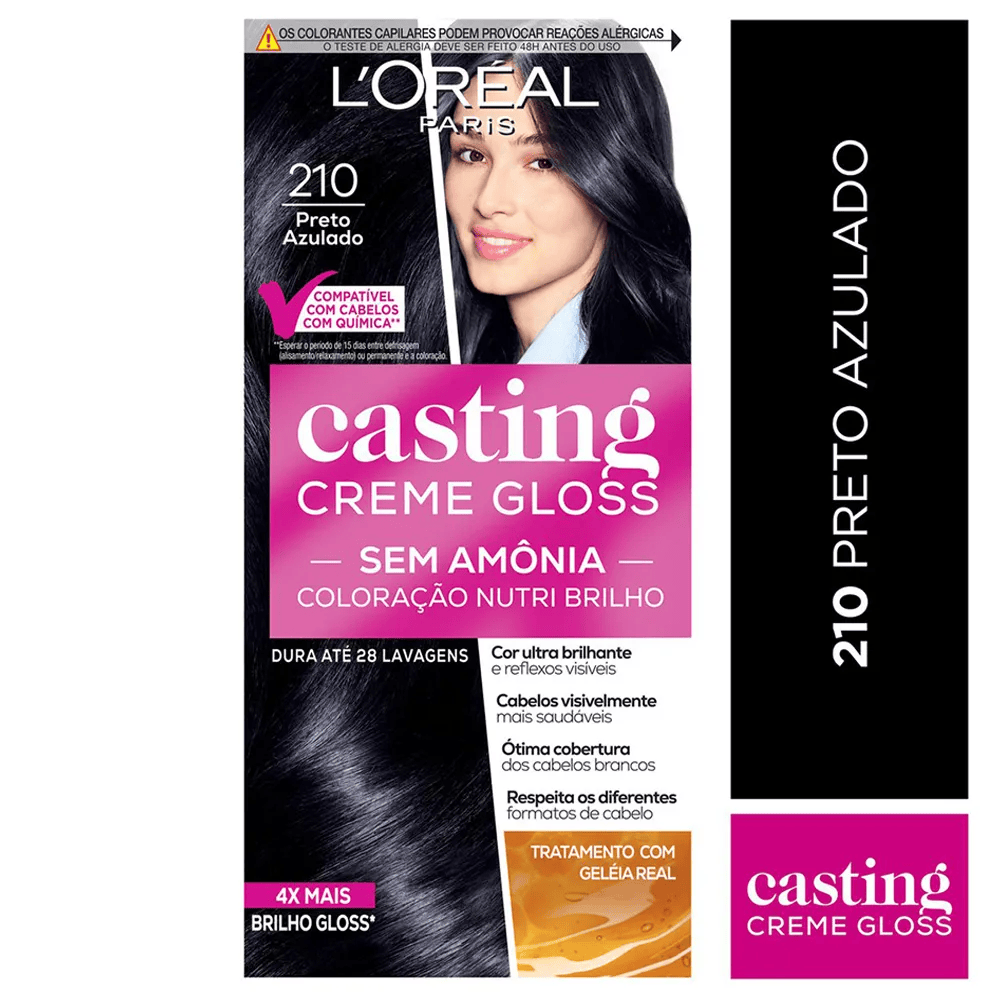 Tintura para Cabelo Casting Creme Gloss Preto Azulado 210 L'oréal Paris - Imagem 1