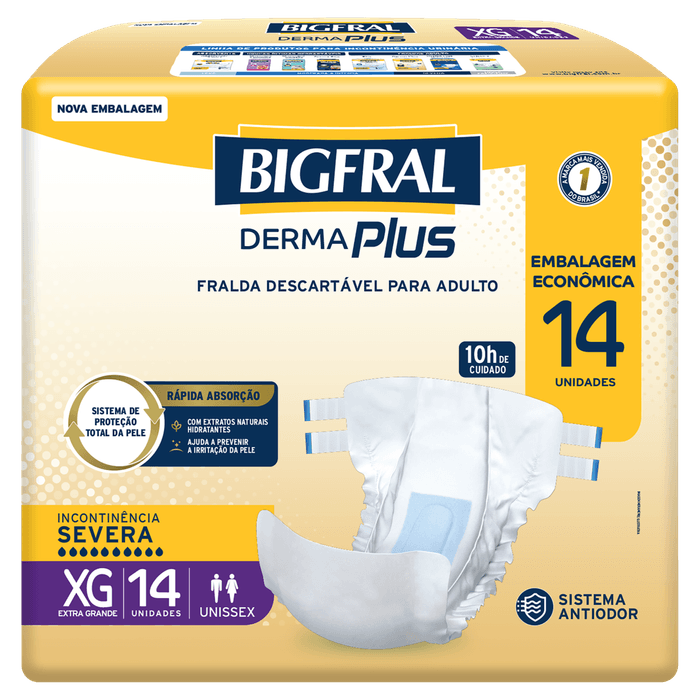 Fralda Geriátrica Derma Plus Bigfral XG 14 Unidades - Imagem 1