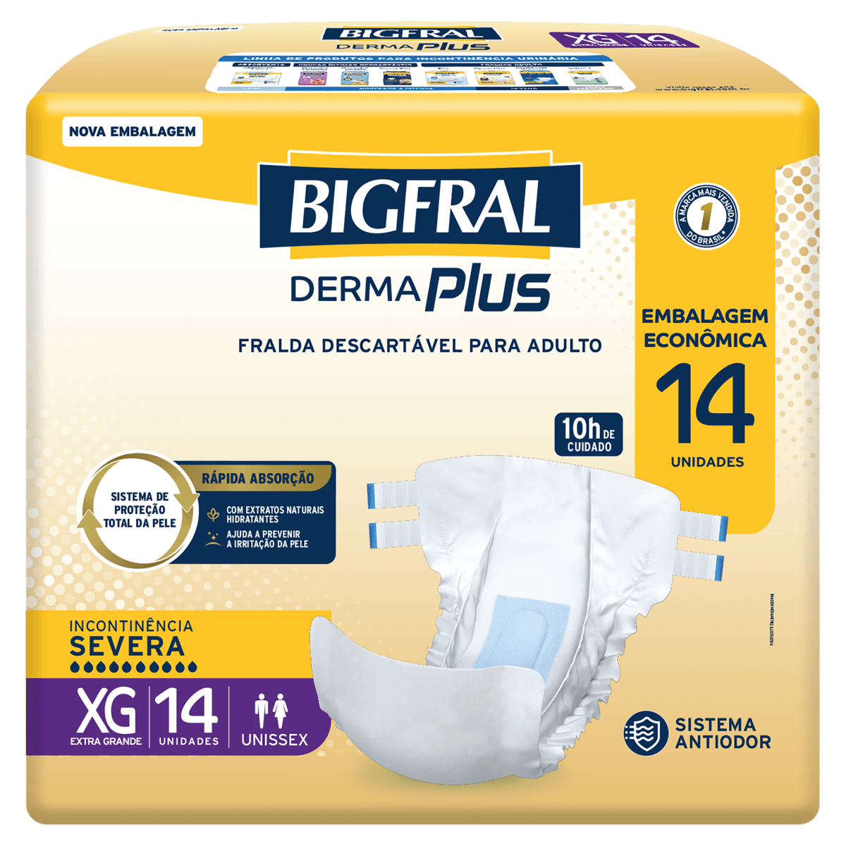 Fralda Geriátrica Derma Plus Bigfral XG 14 Unidades - Imagem 1