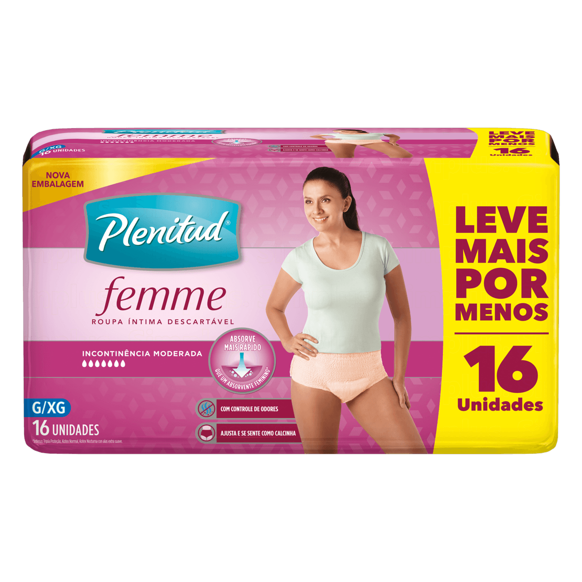 Roupa Íntima Femme Plenitud G/XG 16 Unidades - Imagem 1