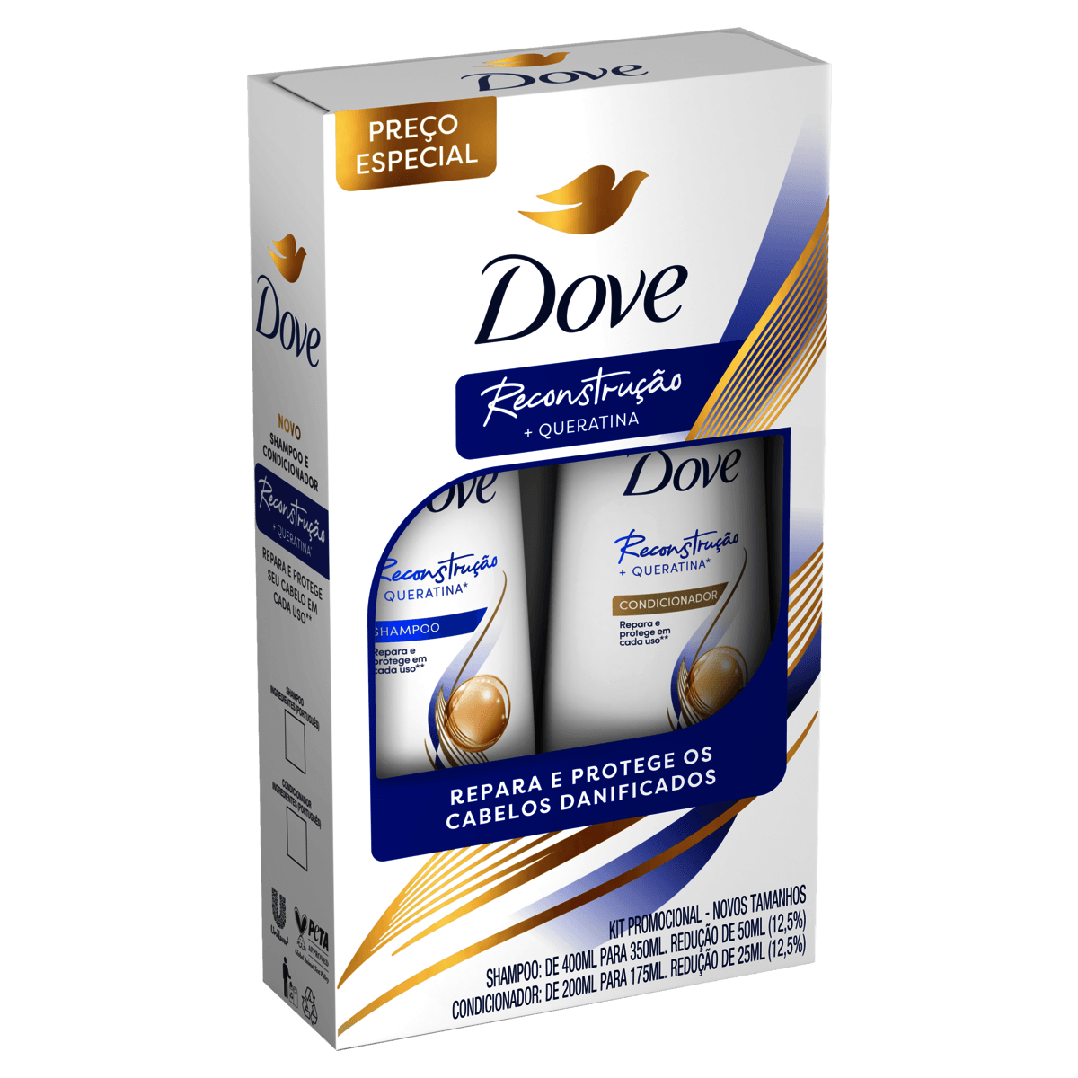 Kit Dove Restauração + Queratina Shampoo 350mL + Condicionador 175mL - Imagem 1