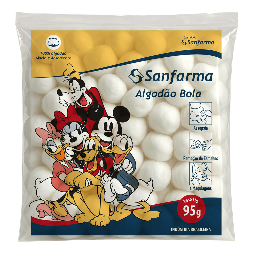 Algodão Bola Mickey Sanfarma 95g - Imagem 1