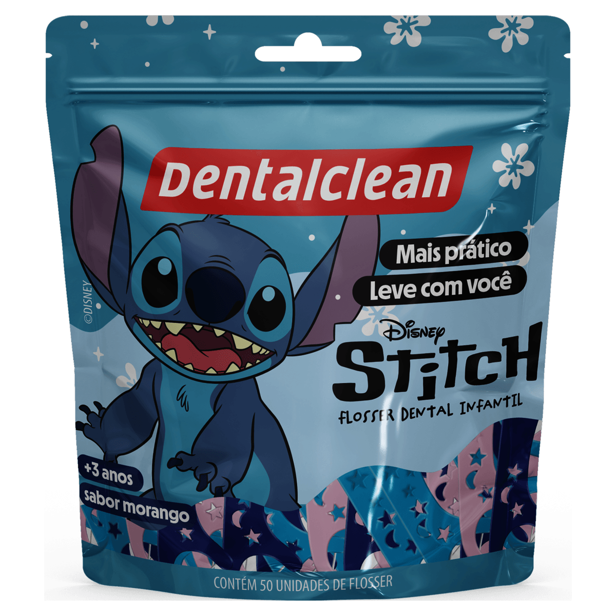 Dentalclean Fio Dental Stitch Flosser Infantil Sabor Morango 50 Unidades - Preview 1