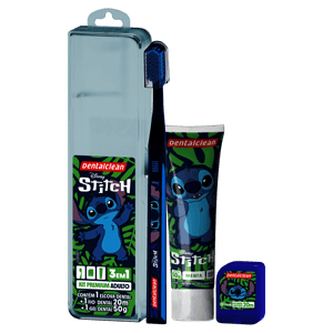 Dentalclean Kit Disney Stitch Escova Dental + Fio Dental 20m + Gel Dental 50g