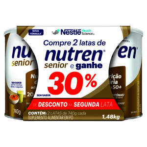 Pack Nutren Senior Sem Sabor Lata 1,48kg (2 Latas de 740g) 30% de Desconto na Segunda Lata
