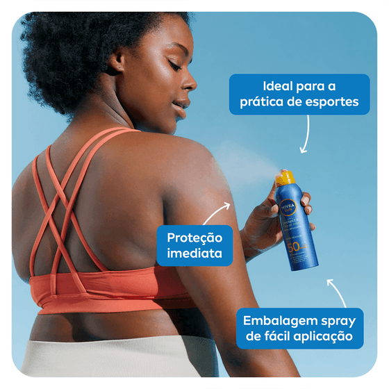 Protetor Solar FPS50 Nivea Sun Protect e Toque Seco Spray 200mL - Imagem 3