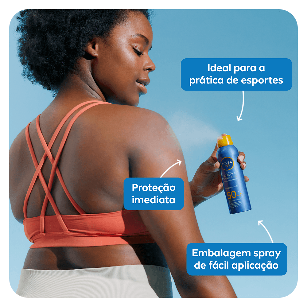 Protetor Solar FPS50 Nivea Sun Protect e Toque Seco Spray 200mL - Preview 3