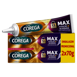 Pack Fixador de Dentadura Creme sem Sabor Ultra Corega Max 2 Unidades 70g
