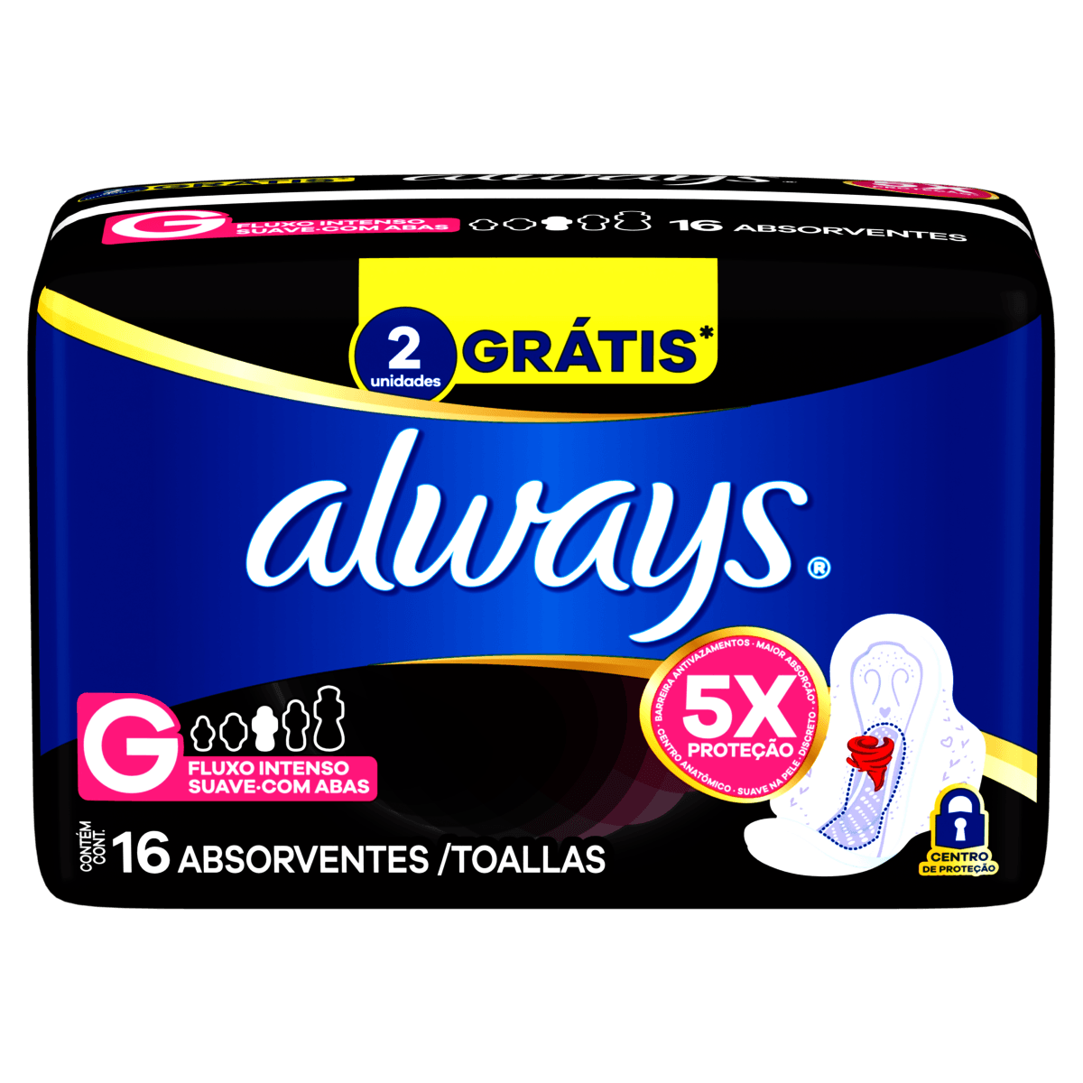 Absorvente Always Noites Tranquilas Suave com Abas G 16 Unidades - Imagem 1