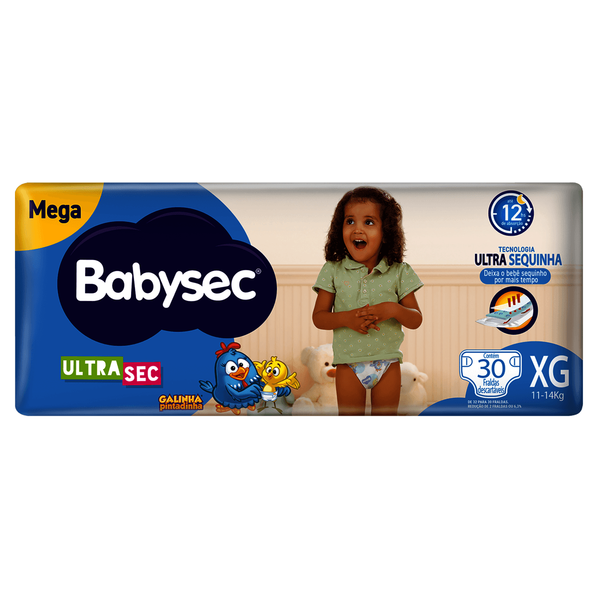 Fralda Babysec Galinha Pintadinha Ultrasec XG 30 Unidades - Imagem 1