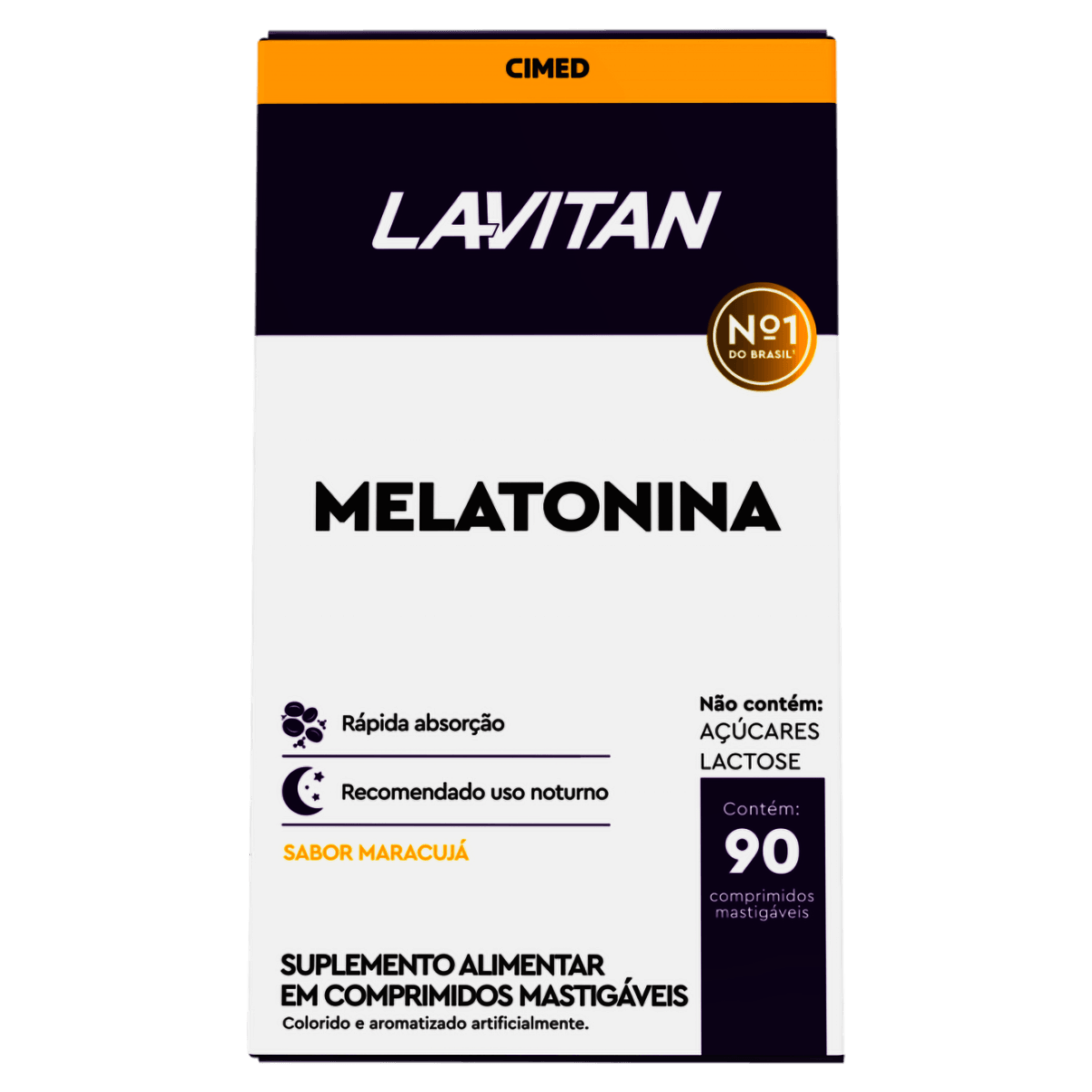 Lavitan Melatonina 0,21mg Sabor Maracujá 90 Comprimidos Mastigáveis - Imagem 1