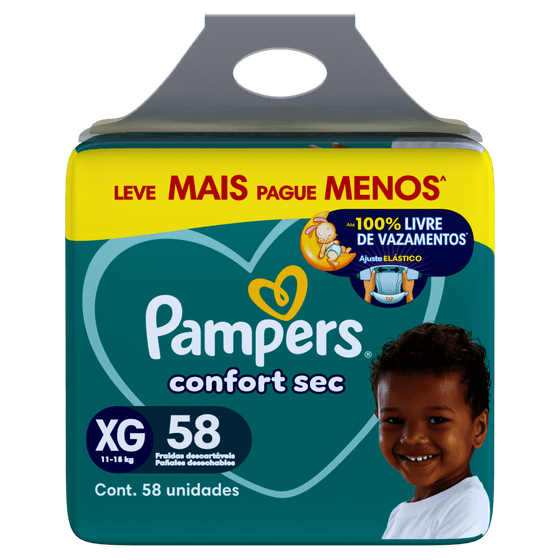 Fralda Descartável Pampers Confort Sec XG 58 Unidades - Imagem 1