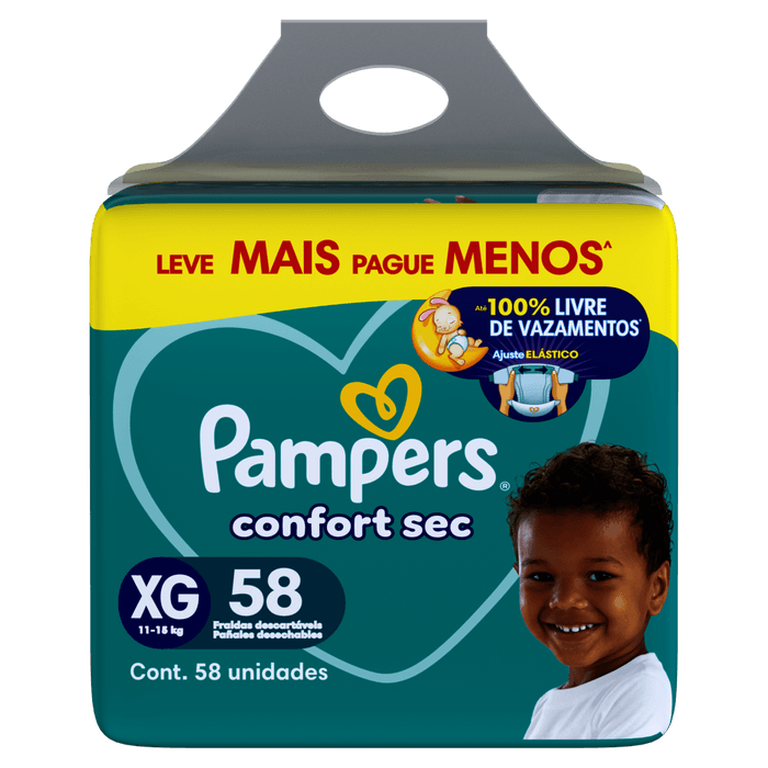 Fralda Descartável Pampers Confort Sec XG 58 Unidades - Imagem 1
