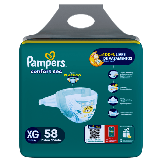 Fralda Descartável Pampers Confort Sec XG 58 Unidades - Imagem 2