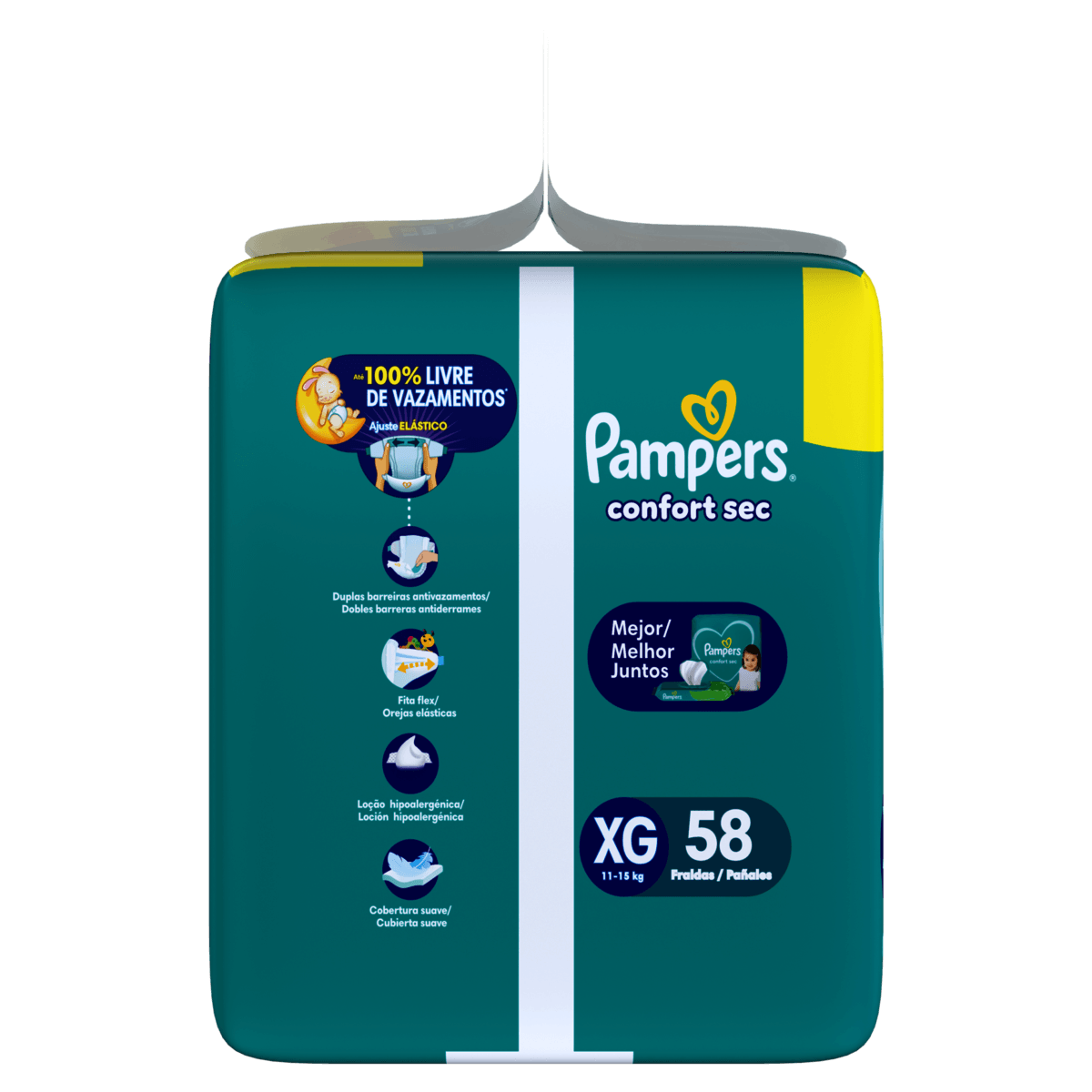 Fralda Descartável Pampers Confort Sec XG 58 Unidades - Imagem 3