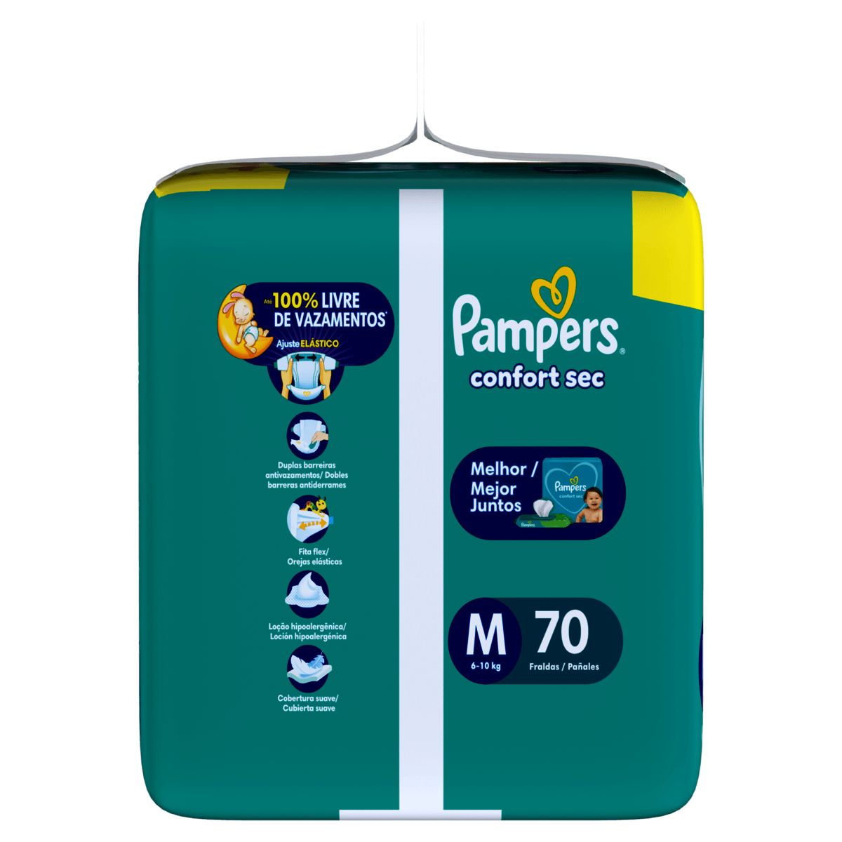 Fralda Descartável Pampers Confort Sec M 70 Unidades - Preview 3