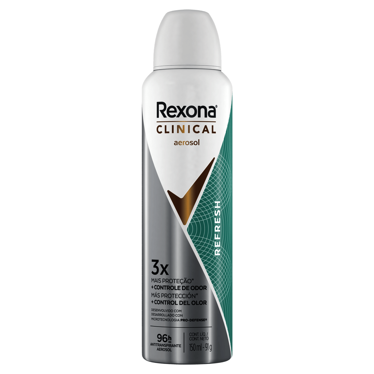 Rexona Clinical Feminino Desodorante Aerosol Refresh 96h 150mL - Imagem 1