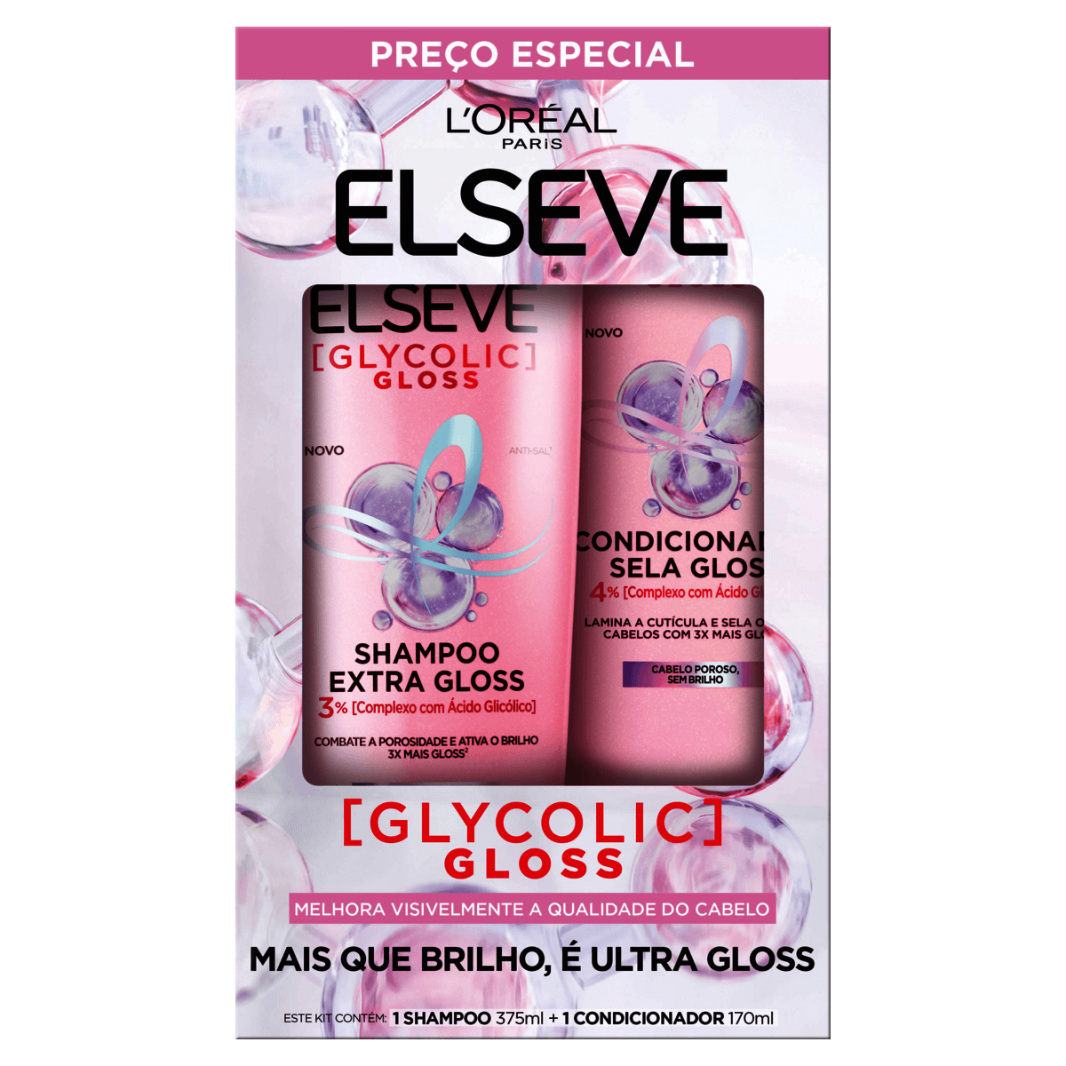 Elseve Glycolic Gloss Kit Shampoo 375mL + Condicionador 170mL - Imagem 2
