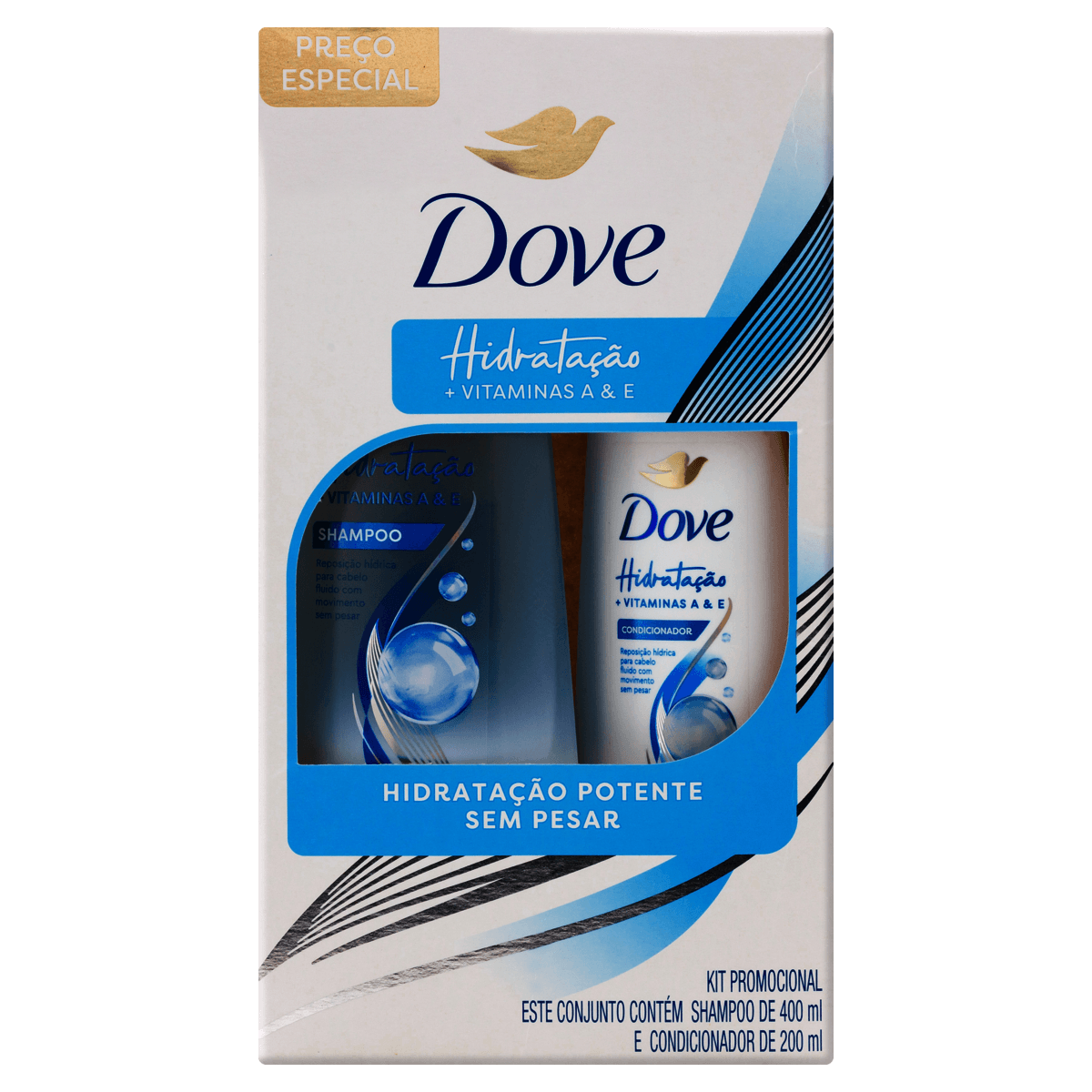 Dove Kit Hidratação Vitamina E & A Shampoo 400mL + Condicionador 200mL - Imagem 1