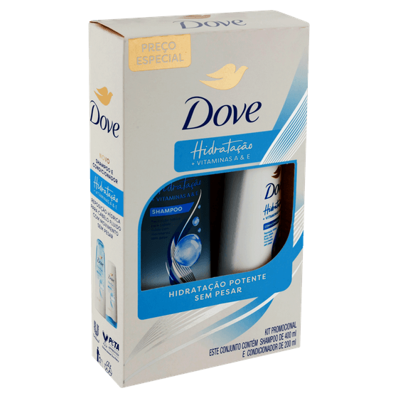 Dove Kit Hidratação Vitamina E & A Shampoo 400mL + Condicionador 200mL - Imagem 3