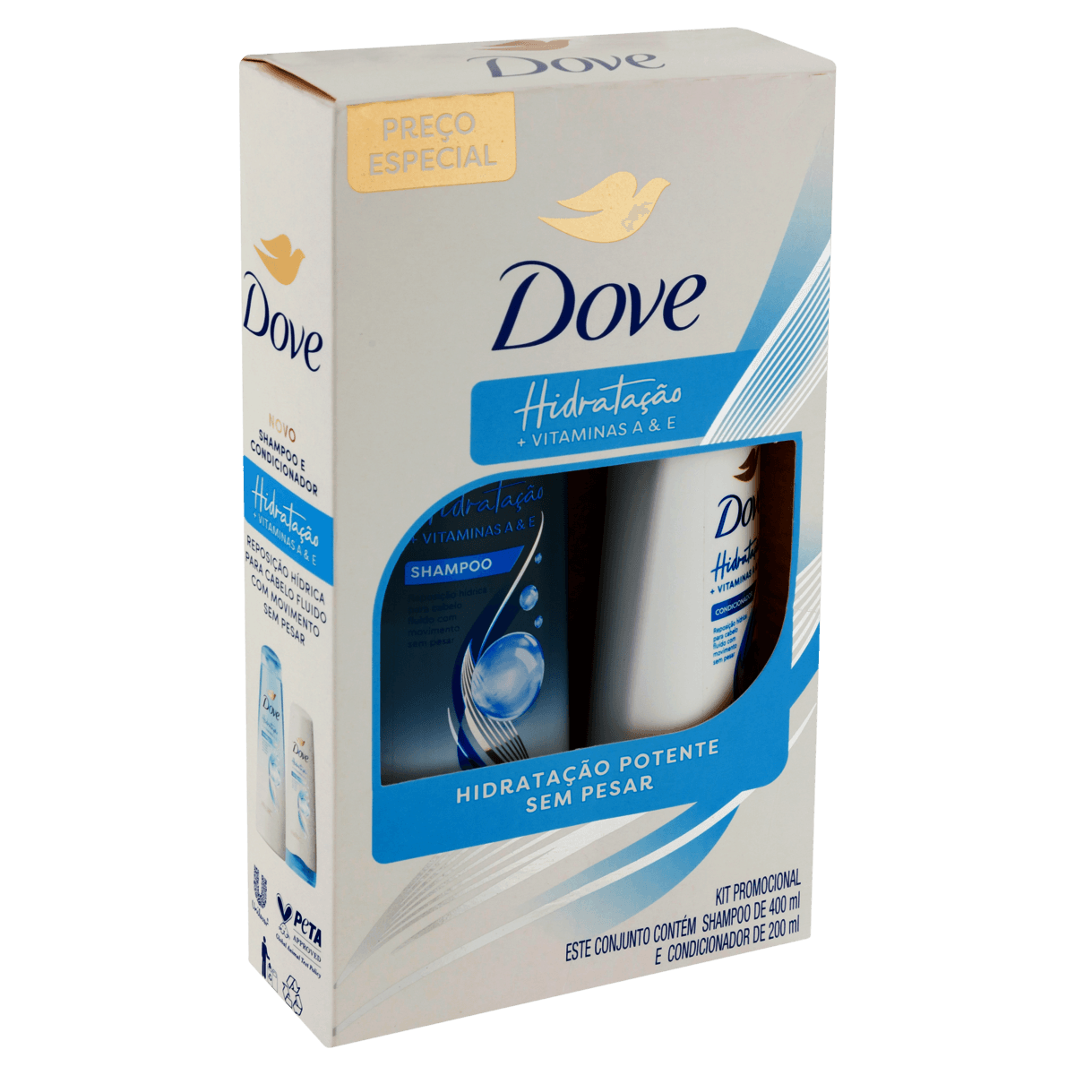 Dove Kit Hidratação Vitamina E & A Shampoo 400mL + Condicionador 200mL - Preview 3