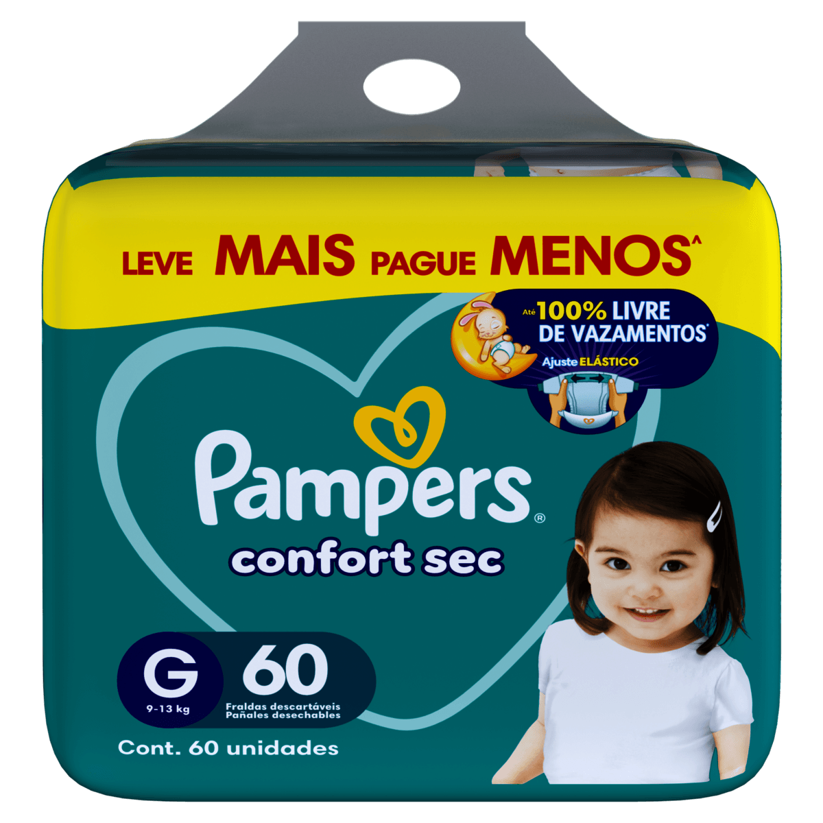 Fralda Descartável Pampers Confort Sec G com 60 Unidades - Imagem 1