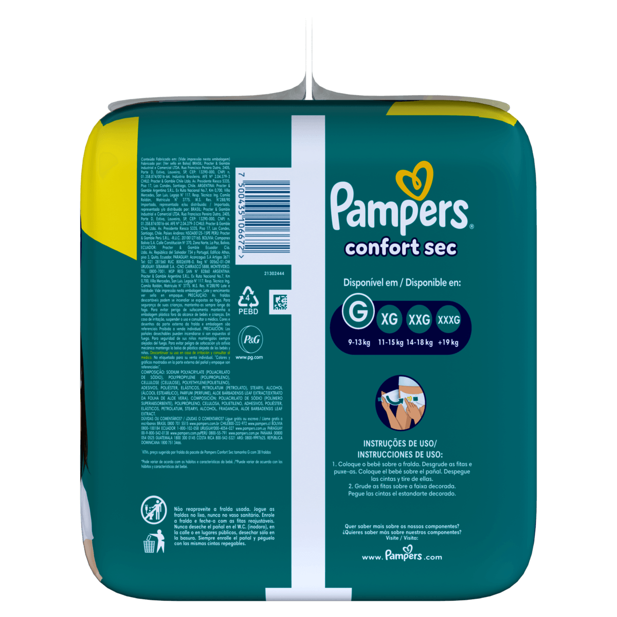 Fralda Descartável Pampers Confort Sec G com 60 Unidades - Preview 4
