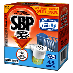 SBP Repelente Elétrico Líquido Cheiro Suave 45 Noites Aparelho + Refil 35mL