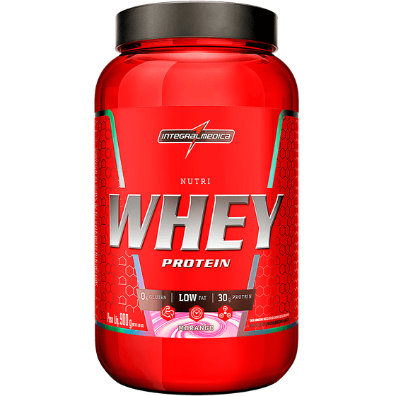 Whey Protein Nutri Whey Integralmedica Sabor Morango Pote 900g - Imagem 1