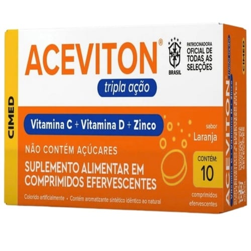 Aceviton Tripla Ação Laranja - Caixa com 10 Comprimidos Efervescentes - Imagem 1