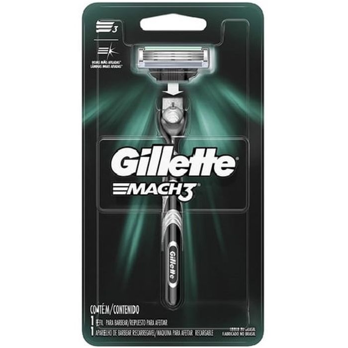 Aparelho para Barbear Gillette Mach3 - 1 unidade + carga - Imagem 1