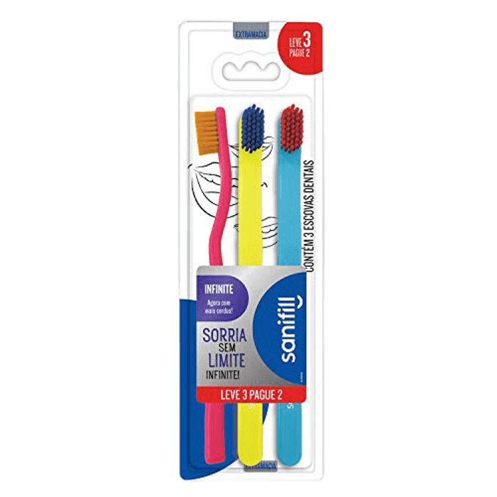 Escova Dental Sanifill Infinite extra macia, sortida, leve 3 pague 2 unidades - Imagem 1