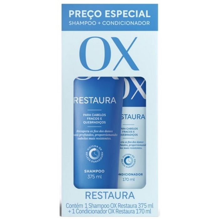 Kit OX Restaura shampoo com 375mL + condicionador com 170mL - Imagem 1