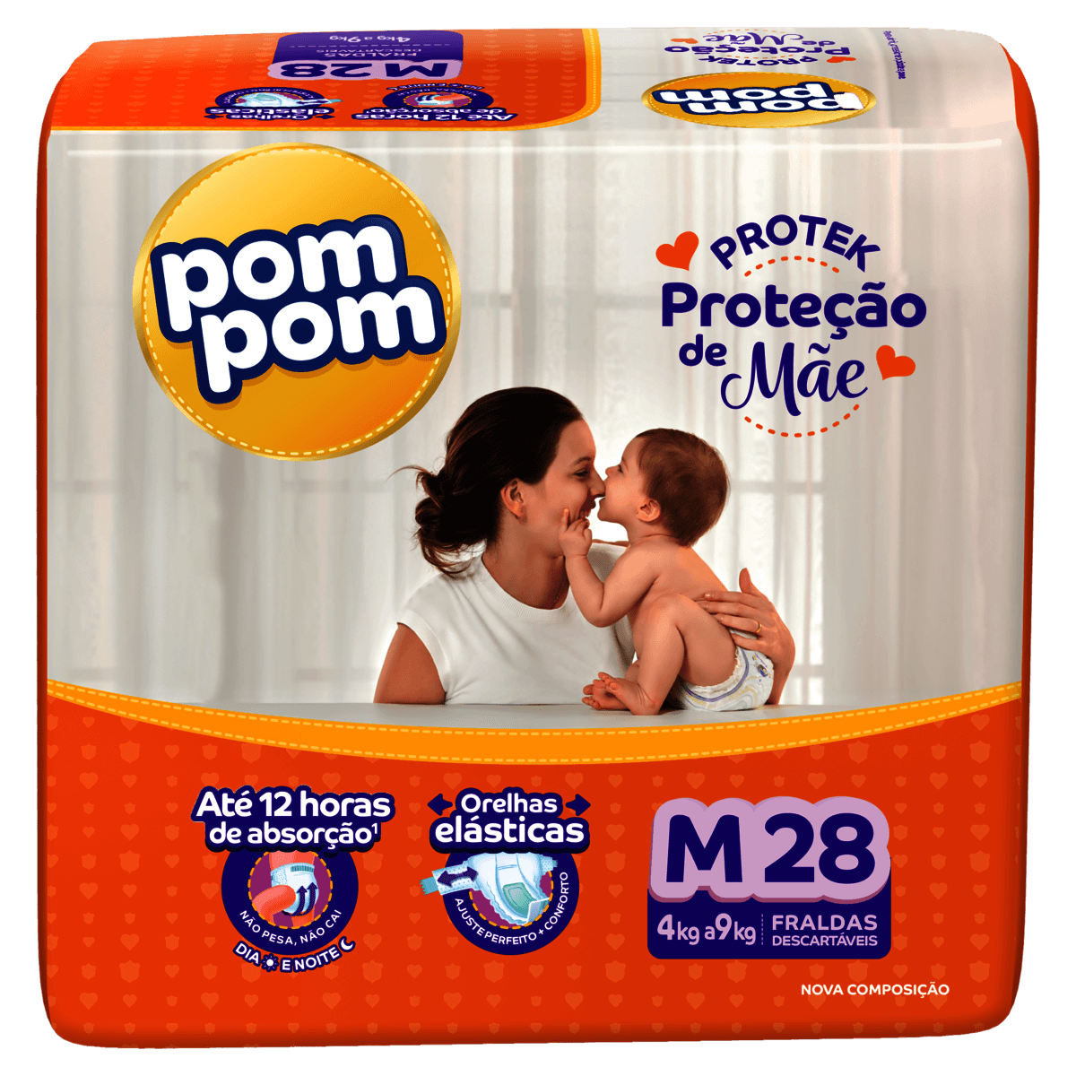 Fralda Descartável Pom Pom Derma Protek M 28 Unidades - Imagem 1