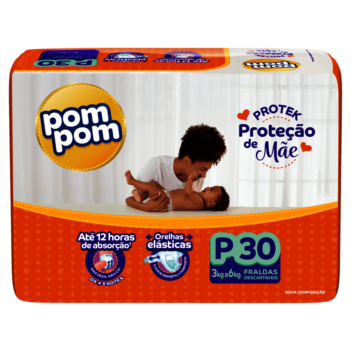 Fralda Descartável Pom Pom Derma Protek P 30 Unidades - Imagem 1