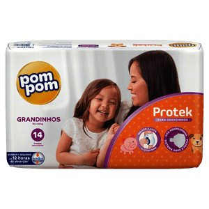Fralda Pom Pom Protek Baby Grandinhos 14 Unidades