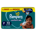 Fralda Descartável Pampers Confort Sec P Leve Mais Pague Menos 72 Unidades