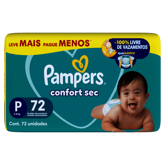 Fralda Descartável Pampers Confort Sec P Leve Mais Pague Menos 72 Unidades - Imagem 1