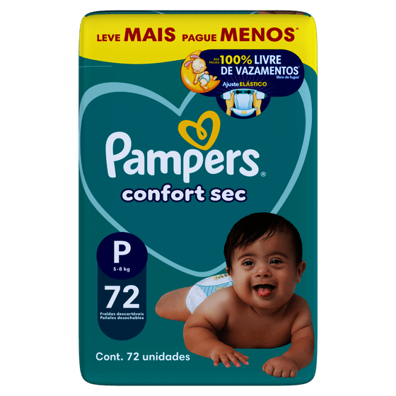 Fralda Descartável Pampers Confort Sec P Leve Mais Pague Menos 72 Unidades - Imagem 2