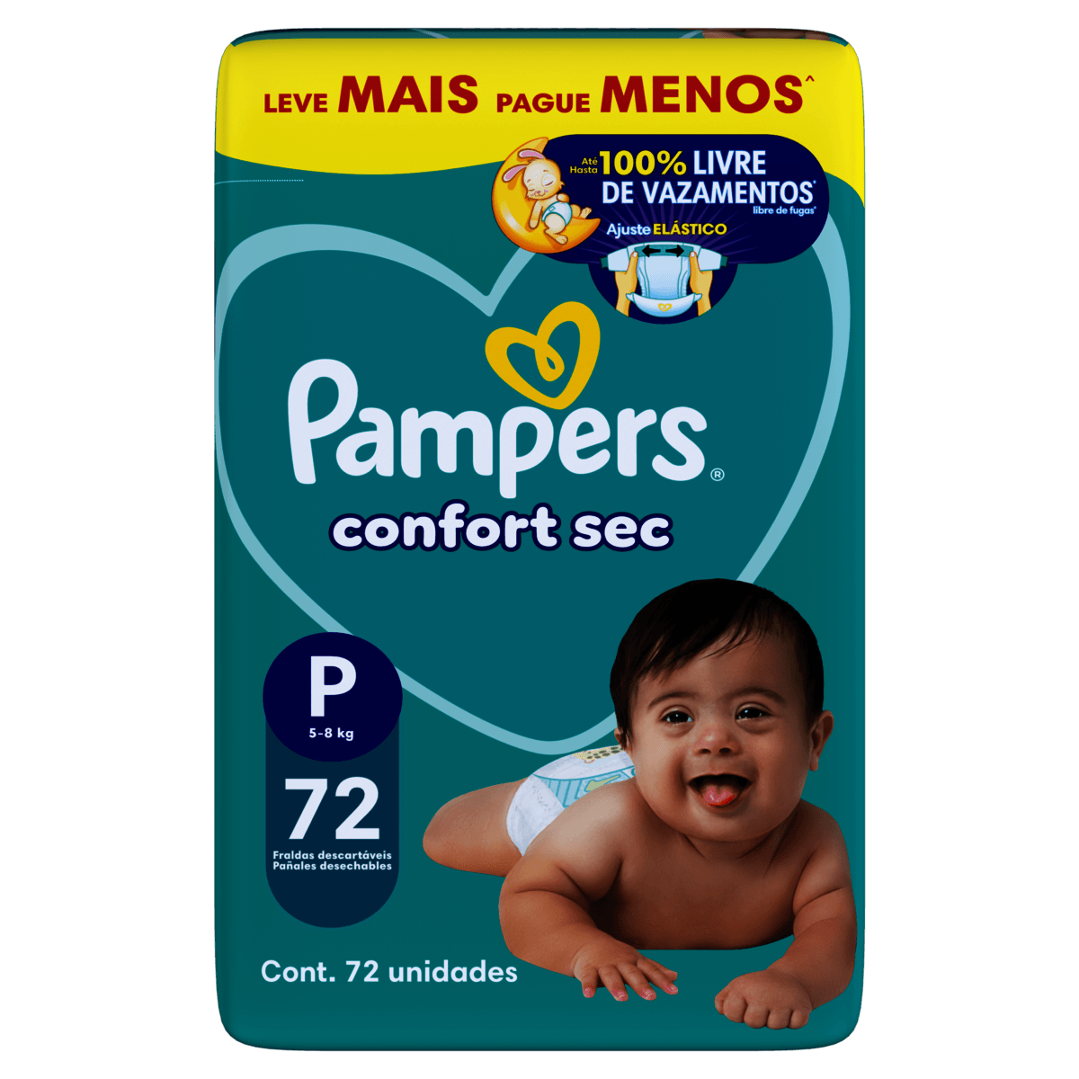 Fralda Descartável Pampers Confort Sec P Leve Mais Pague Menos 72 Unidades - Preview 2