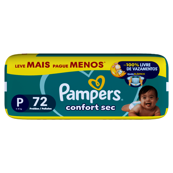 Fralda Descartável Pampers Confort Sec P Leve Mais Pague Menos 72 Unidades - Imagem 5