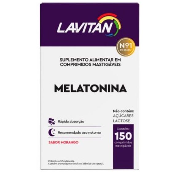 Lavitan Melatonina morango, caixa com 150 comprimidos mastigáveis - Imagem 1